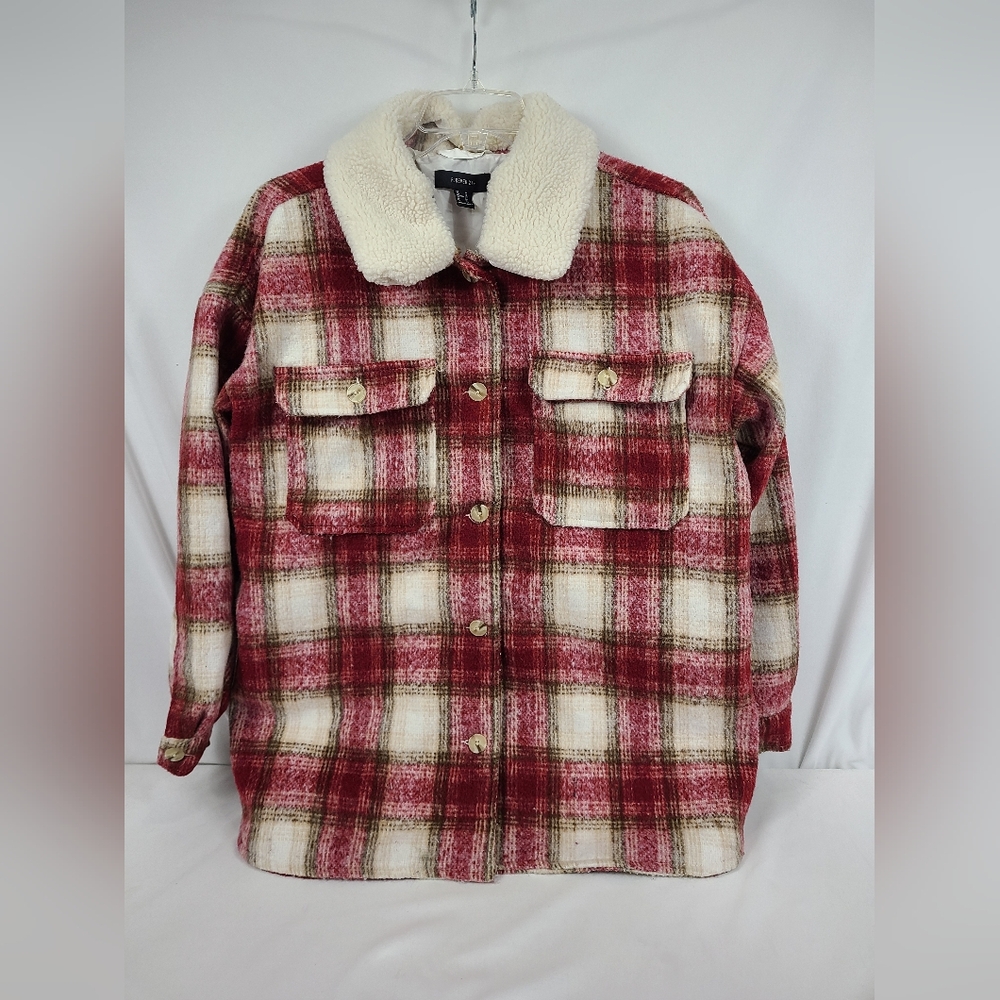 Forever 21 Women's Rust & Burgundy Multi Colored Plaid Winter Jacket Size 1X